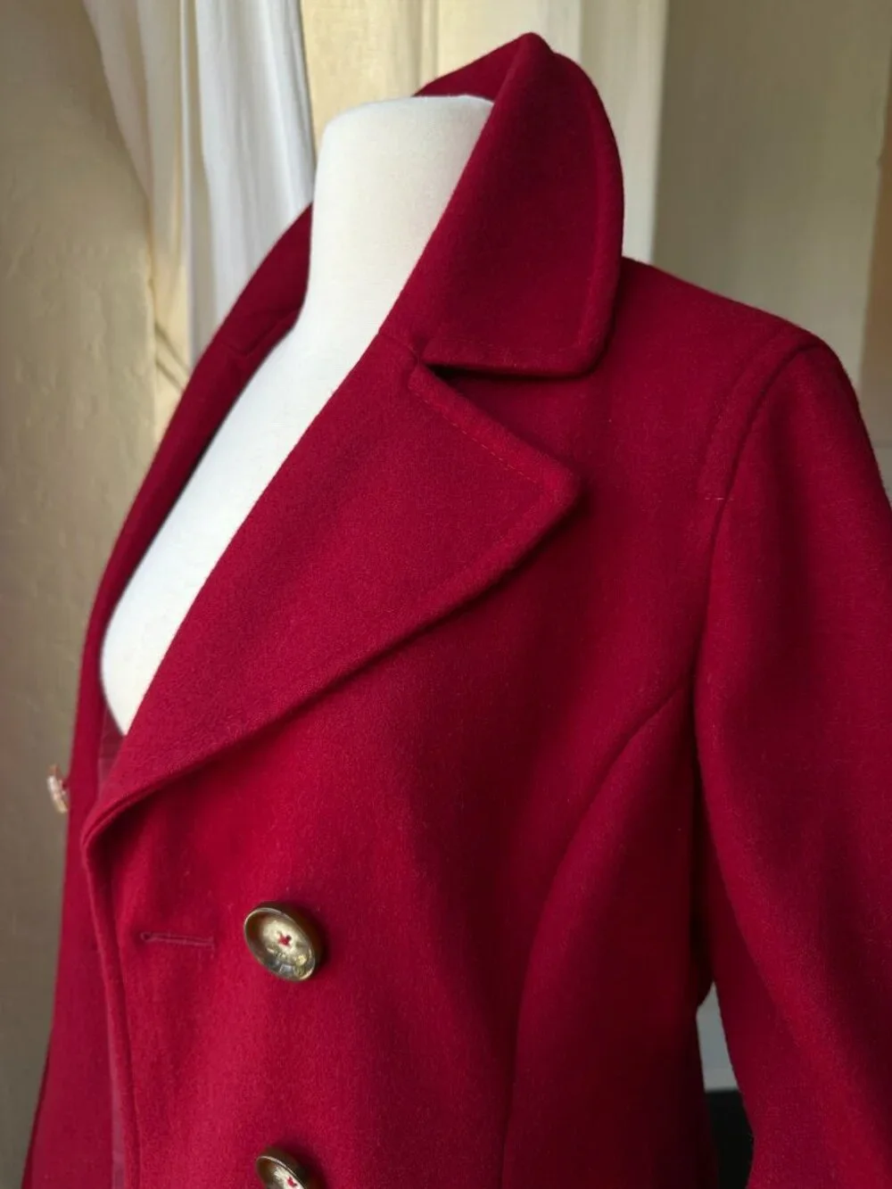 Michael Kors Red Wool Blend Double Breasted Peacoat Women’s S